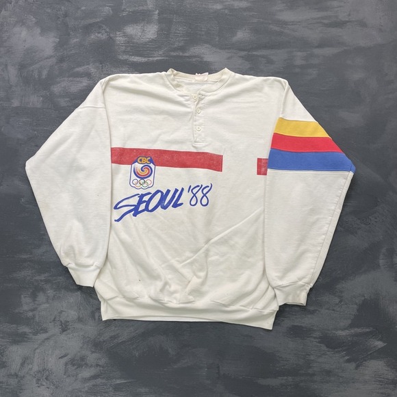 Vintage Other - vintage Seoul Olympics sweatshirt mens xl white 1980s henley canada cbc